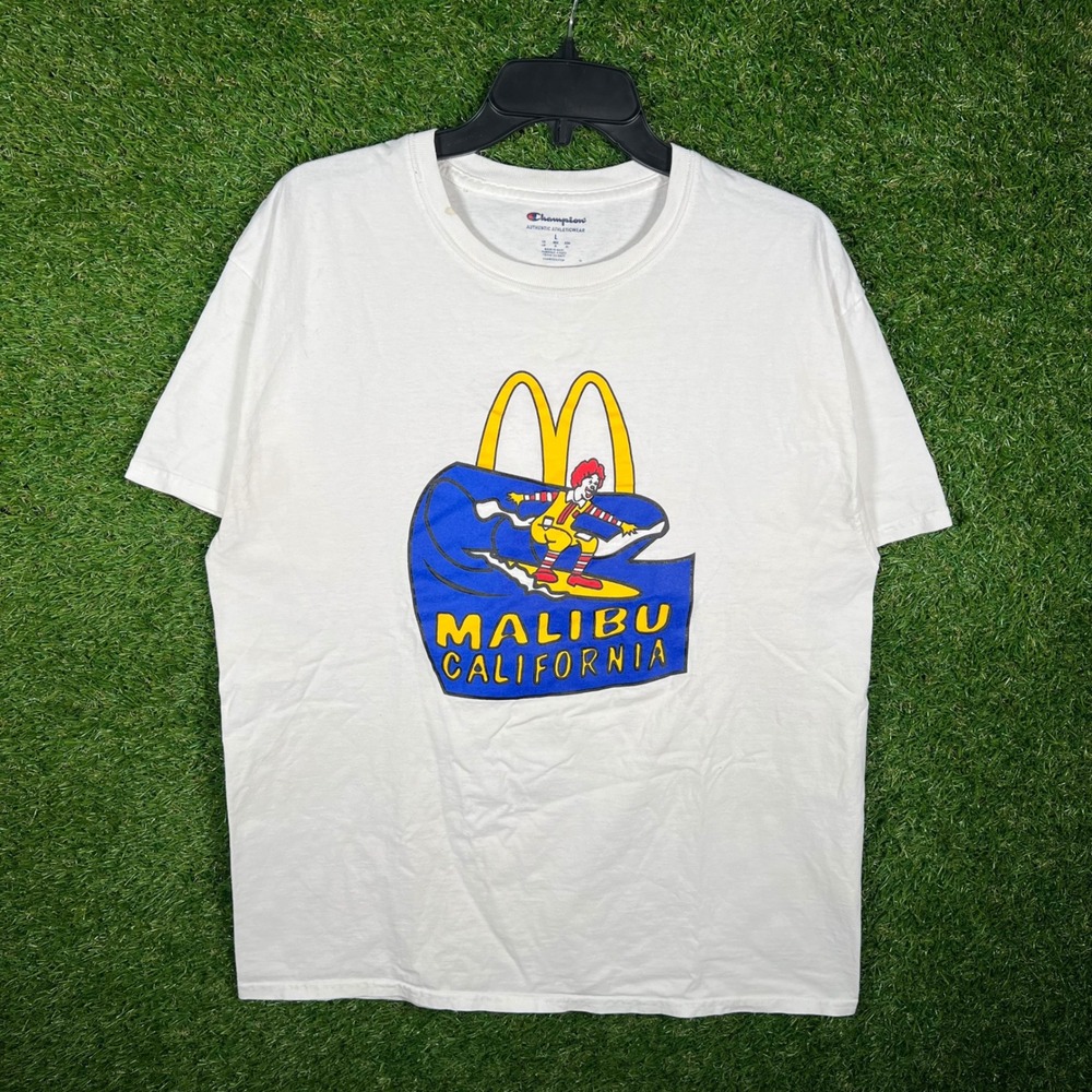 Champion Mens Malibu California‎ Ronald McDonald Surfing Graphic T-Shirt White L - Picture 1 of 6